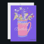 Kleurrijke Happy Birthday Flowers in Mok Feestdagenkaart<br><div class="desc">Een origineel bloemkunstwerk van kunstenares Linda Kavalsky.</div>