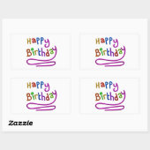 Kleurrijke Happy Birthday Greeting Rechthoekige Sticker (Vel)