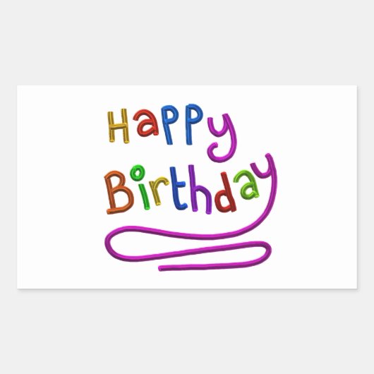 Kleurrijke Happy Birthday Greeting Rechthoekige Sticker (Voorkant)