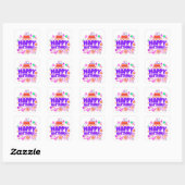 Kleurrijke Happy Birthday groet met taart Vierkante Sticker (Vel)