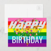 Kleurrijke Happy Birthday Heart LGBT Rainbow Flag Briefkaart (Voorkant / Achterkant)