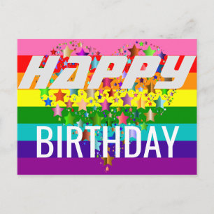 Kleurrijke Happy Birthday Heart LGBT Rainbow Flag Briefkaart
