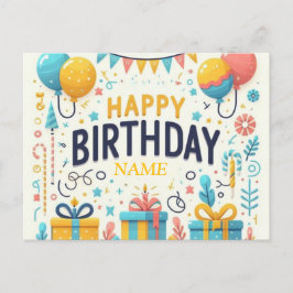Kleurrijke Happy Birthday Kaart – Feestballonnen