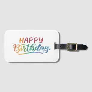 Kleurrijke Happy Birthday Lettering voor feesten Bagagelabel