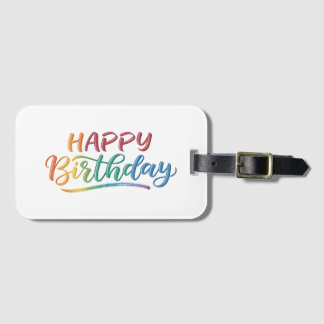 Kleurrijke Happy Birthday Lettering voor feesten Bagagelabel
