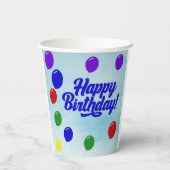 Kleurrijke Happy Birthday met ballonnen Papieren Bekers (Achterkant)