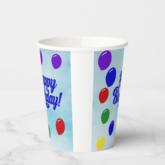 Kleurrijke Happy Birthday met ballonnen Papieren Bekers (Links)
