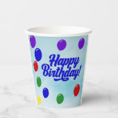 Kleurrijke Happy Birthday met ballonnen Papieren Bekers (Voorkant)