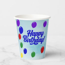 Kleurrijke Happy Birthday met ballonnen Papieren Bekers