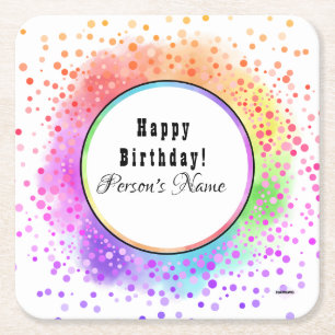 Kleurrijke Happy Birthday Papieren Onderzetter - H