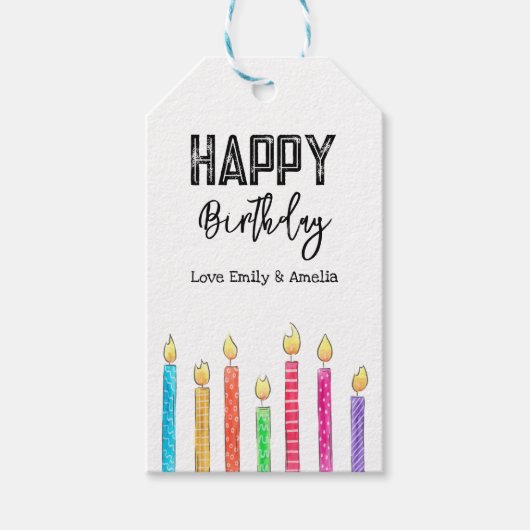 Kleurrijke Happy Birthday Party Favors Baby shower Cadeaulabel (Voorkant)