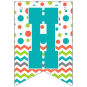 Kleurrijke Happy Birthday Polka Dot Zig Zag Vlaggetjes (Tweede vlag)