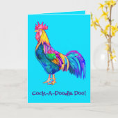 Kleurrijke Happy Birthday Rooster Kaart (Gele Bloem)