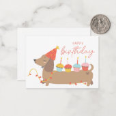 Kleurrijke Happy Birthday Schattigee hondenverjaar Notitiekaartje (Voorkant / Achterkant in situ)