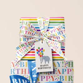 Kleurrijke Happy Birthday Text met Confetti Satijnen Lint