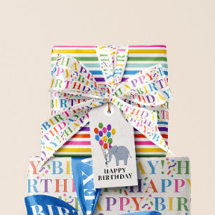 Kleurrijke Happy Birthday Text met Confetti Satijnen Lint
