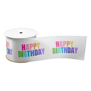 Kleurrijke Happy Birthday Text met Confetti Satijnen Lint