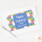 Kleurrijke Happy Birthday van Name Blue Classic Ro Rechthoekige Sticker (Envelop)