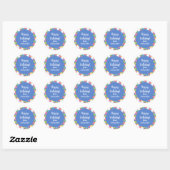 Kleurrijke Happy Birthday van Name Blue Ronde Sticker (Vel)