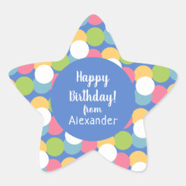 Kleurrijke Happy Birthday van Name Blue Ster Sticker