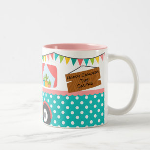 Kleurrijke Happy Camper Tweekleurige Koffiemok