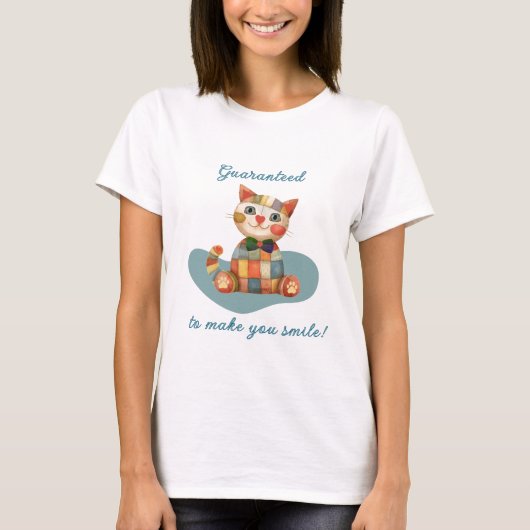 Kleurrijke Happy Cat Conversation Starter T-shirt (Voorkant)