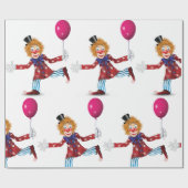 Kleurrijke Happy Clown met Ballon Fun Circus Cadeaupapier (Vlak)