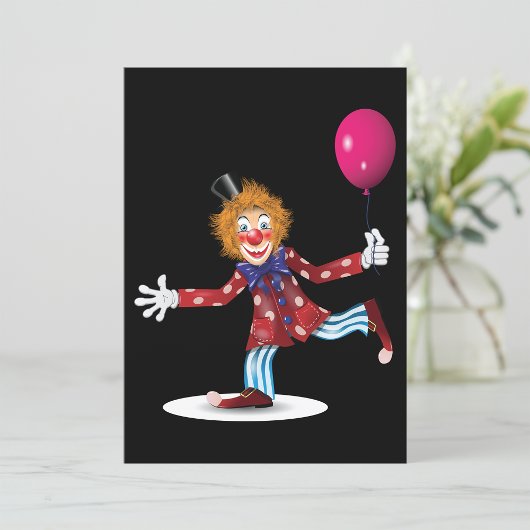 Kleurrijke Happy Clown met Ballon Fun Circus Kaart