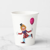 Kleurrijke Happy Clown met Ballon Fun Circus Papieren Bekers (Voorkant)