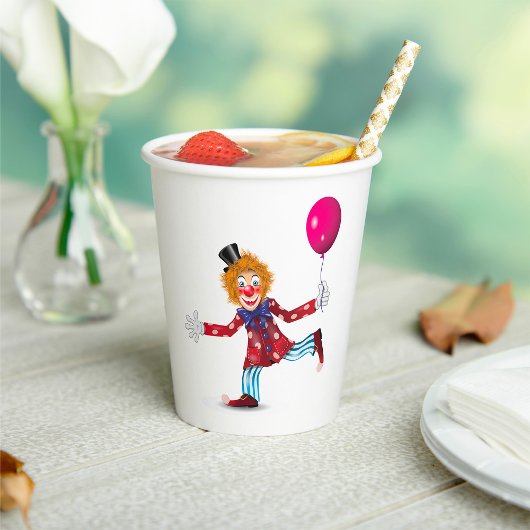 Kleurrijke Happy Clown met Ballon Fun Circus Papieren Bekers