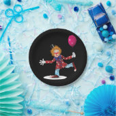 Kleurrijke Happy Clown met Ballon Fun Circus Papieren Bordje (Feest)