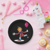 Kleurrijke Happy Clown met Ballon Fun Circus Papieren Bordje (Feest)