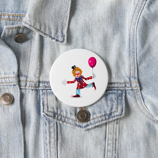 Kleurrijke Happy Clown met Ballon Fun Circus Ronde Button 7,6 Cm