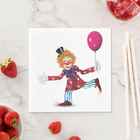 Kleurrijke Happy Clown met Ballon Fun Circus Servet (Insitu)