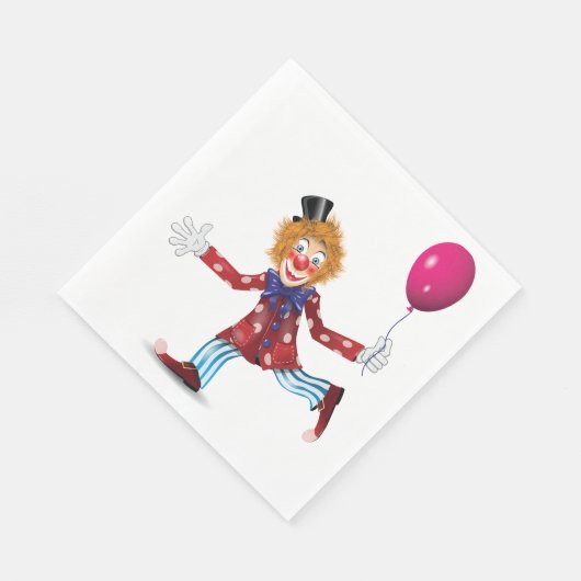 Kleurrijke Happy Clown met Ballon Fun Circus Servet (Hoek)