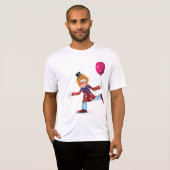Kleurrijke Happy Clown met Ballon Fun Circus T-shirt (Voorkant volledig)