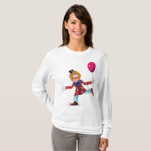 Kleurrijke Happy Clown met Ballon Fun Circus T-shirt (Voorkant volledig)