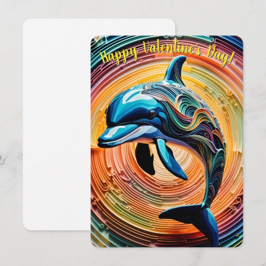 Kleurrijke Happy Dolphin Valentijnsdag (Voorkant / Achterkant)