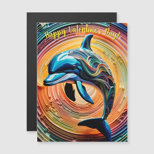 Kleurrijke Happy Dolphin Valentijnsdag (Voorkant / Achterkant)