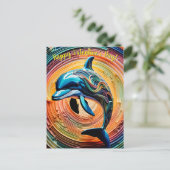 Kleurrijke Happy Dolphin Valentijnsdag Briefkaart (Staand voorkant)