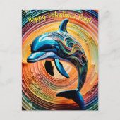 Kleurrijke Happy Dolphin Valentijnsdag Briefkaart (Voorkant)