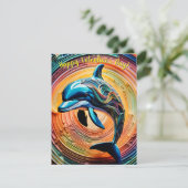 Kleurrijke Happy Dolphin Valentijnsdag Feestdagenkaart (Staand voorkant)