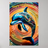 Kleurrijke Happy Dolphin Valentijnsdag Poster (Voorkant)