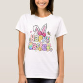 Kleurrijke Happy Easter Bunny Floral Spring T-shirt (Voorkant)