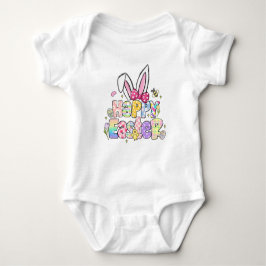 Kleurrijke Happy Easter Bunny Oren met Strik Romper