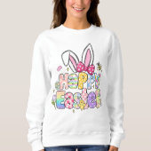 Kleurrijke Happy Easter Bunny Spring Floral Trui (Voorkant)