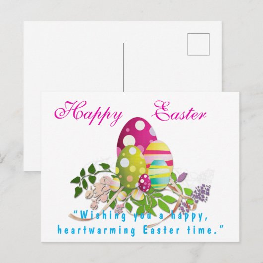 Kleurrijke Happy Easter Greeting Briefkaart (Voorkant / Achterkant)