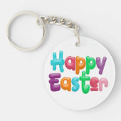 Kleurrijke Happy Easter typografie | Button Sleute Sleutelhanger (Voorkant)