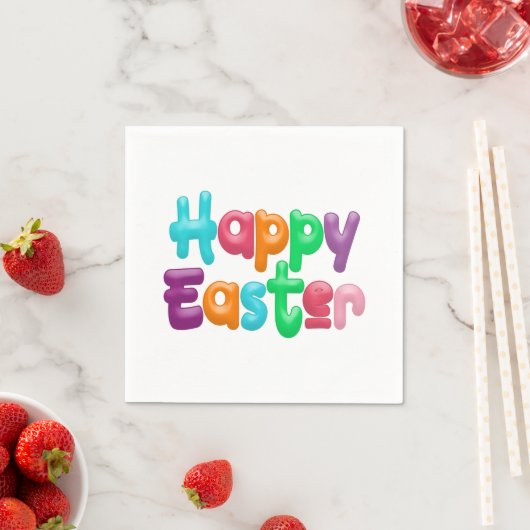 Kleurrijke Happy Easter typografie | Papieren Serv Servet (Insitu)