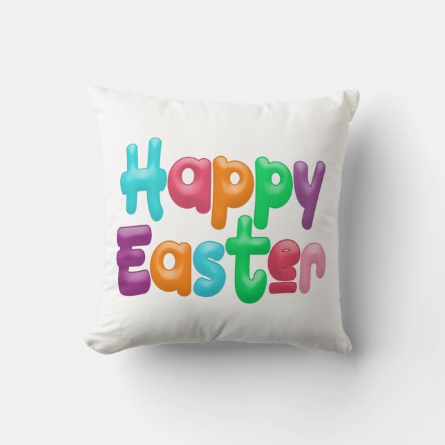 Kleurrijke Happy Easter typografie | Sierkussens Kussen (Voorkant)